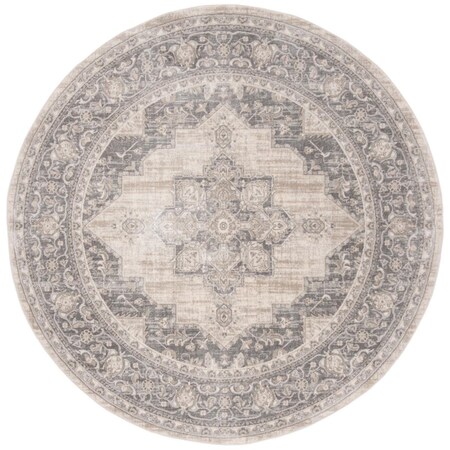 Safavieh 4 x 4 ft. Brentwood Traditional Round Power Loomed Rug; Cream & Grey BNT865B-4R